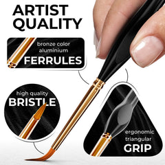 Professional Miniature Paint Brushes - Paint Brush Set of 10 Detail Paint Brushes - for Fine & Art Painting - w/ Comfortable Grip Handles - Perfect for Acrylic, Watercolor, Oil, Models, Warhammer
